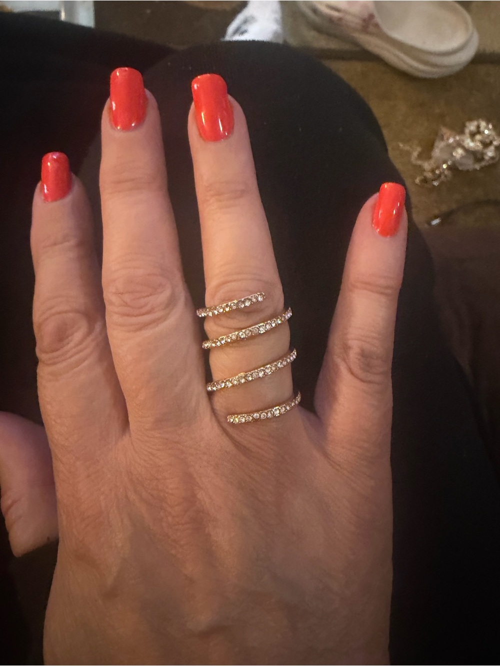 Gold Spiral Crystal Wrap Ring - Elegant Women's Fashion